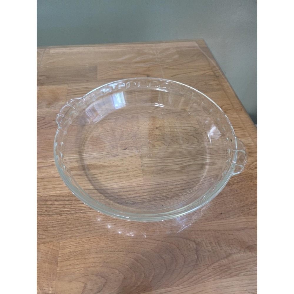 Vintage Pyrex #229 10 Clear Glass Deep Dish 9.5" Scalloped Fluted Edge Pie Plate - Picture 2 of 4